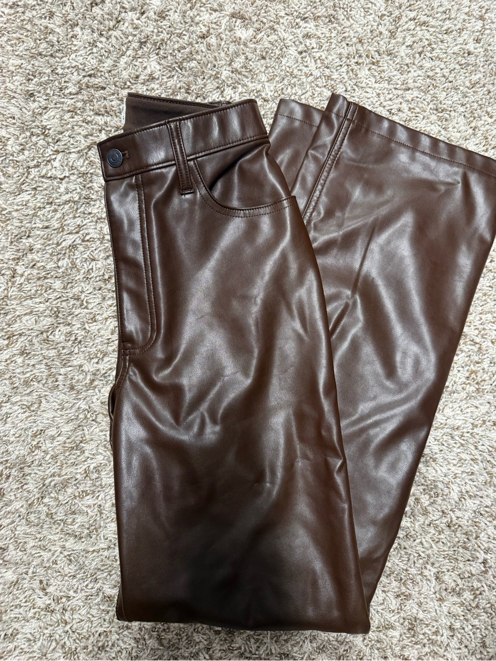 Abercrombie & Fitch Brown Faux Leather High-Rise Pants